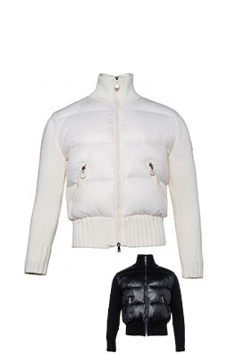 モンクレール パッチワークウールニットスリーブスタンドカラーダウンジャケット