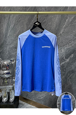 クロムハーツコピー サンスクリット文字のクロスと花の腕の巻物長袖シャツ