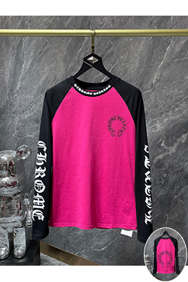 クロムハーツ サンスクリット文字の馬蹄形のカラーブロックラグラン長袖シャツ