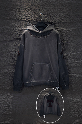 クロムハーツ 420g リバースカラー ダメージフード付きスウェットシャツ