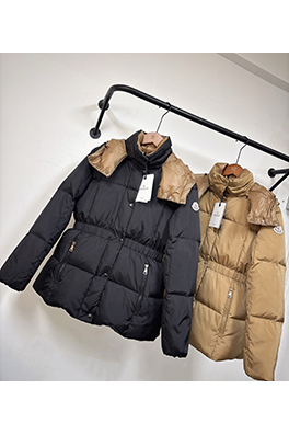 モンクレール Agneux レディースウエストカラーブロックのフード付きミドル丈ダウンジャケット