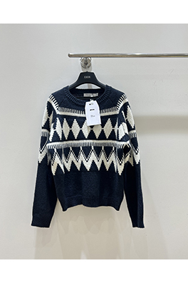 ディオール ダイヤモンド柄ニットクルーネックプルオーバーセーター