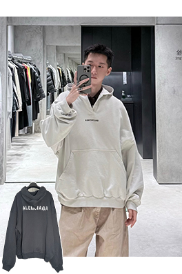 バレンシアガスーパーコピー Balenciaga ドロップショルダー刺繍パーカー