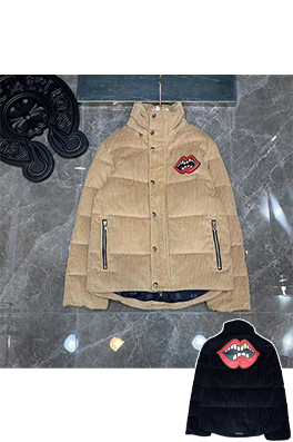 クロムハーツ Matty Boy 赤いリップのコーデュロイダウンジャケット