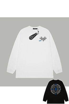 クロムハーツ フロントとバック重合クロスロゴレタープリント長袖シャツ