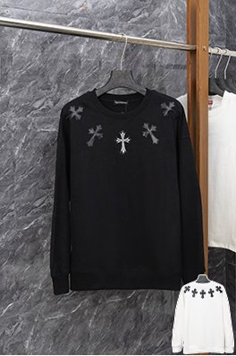 クロムハーツ ネックレスレザーラベルクルーネックスウェットシャツ
