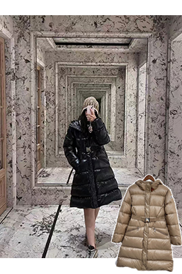 モンクレールコピー Bellevue レディースロングベルトダウンジャケット