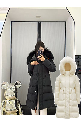 モンクレールスーパーコピー ウールカラーのレディースミドル丈フード付きダウンジャケット