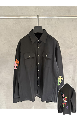 クロムハーツ クロス柄レザーワークジャケットシャツコート