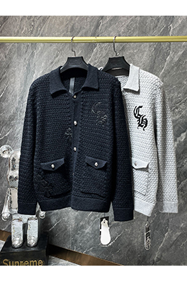 クロムハーツ ワッフルチェックのパッチワークカーディガンセーター