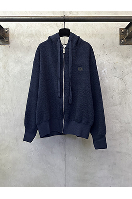 ロエベ 刺繍ロゴウールループニットジップアップパーカー