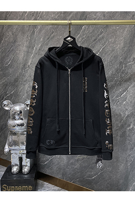 クロムハーツ ブラウンのグリッターホースシュークロスジップアップスウェットシャツ