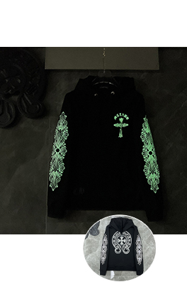 クロムハーツコピー グラフィティホースシュー手描き暗闇で光るフード付きスパーカー