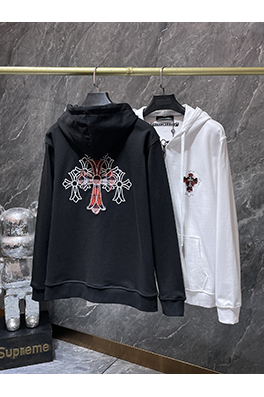 クロムハーツ クロス柄のハンドメイドアップリケ刺繍スタッズパーカー