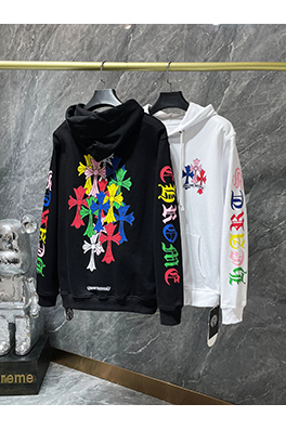 クロムハーツ クラシックなカラフルファントムクロスレターフローラルスリーブフード付きスウェットシャツ