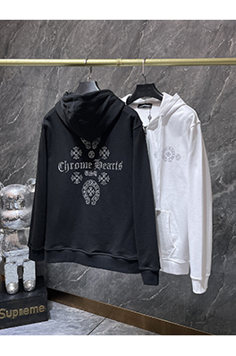 クロムハーツ ラインストーンホースシューサンスクリット文字クロスフード付きスウェットシャツ