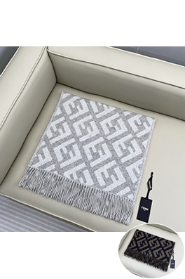 フェンディ ブラウンのカシミアモノグラムスカーフ