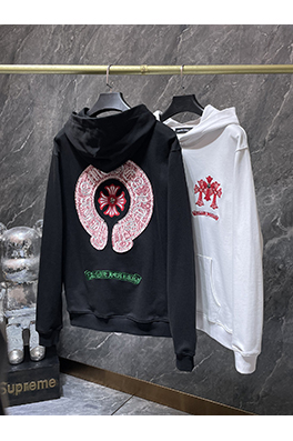 クロムハーツ 馬蹄形のクロスハンドメイドカスタムアップリケ刺繍パーカー