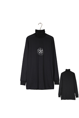 リックオウエンス 高温でに熱圧されたスパンコールのスタンドカラー長袖シャツ