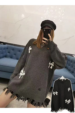 クロムハーツ ランウェイスタイルのチャンキーニットのルーズフィットセーター