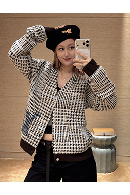 ルイヴィトン チェック柄ニットカーディガン