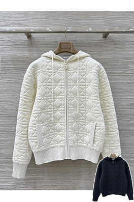 ディオール 無地ダイヤモンド柄フード付きニット長袖カーディガン