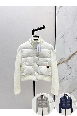 トムブラウンスーパーコピー スタンドカラーのウールトリムショートダウンジャケット