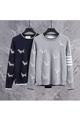 トムブラウン 子犬プリントのジャカードウールクルーネックセーター