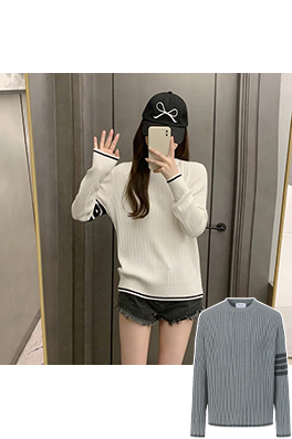 トムブラウン ストライプ柄クルーネック4本ストライプ長袖セーター