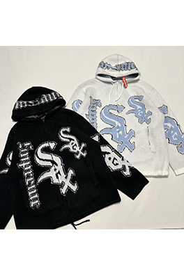 シュプリーム × Chicago White Sox FW25 ZIP UP HOODED SWEATER ジッパー付きプラッシュセーター