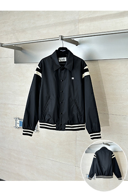 セリーヌ ストライプのカラーブロック凱旋門刺繍りジャケット