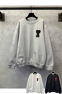 アミ レターハート型クルーネック長袖スウェットシャツ