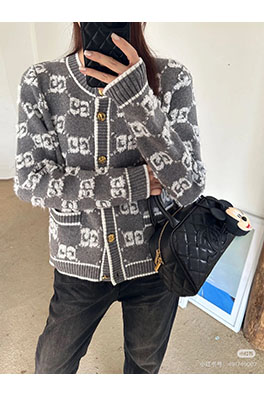 グッチ 新作レディースジャカードクルーネックニットカーディガン