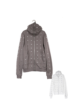 リックオウエンス フルボタンフード付きスウェットシャツ