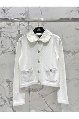 シャネル レディースダブルCのロゴとメタルバックルが付いたシャネルスタイルのカシミアニットカーディガン