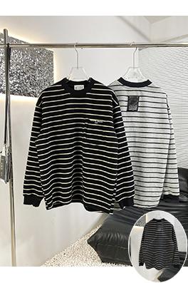 マルタンマルジェラコピー 新しいストライプのフェイクポケットスウェットシャツ