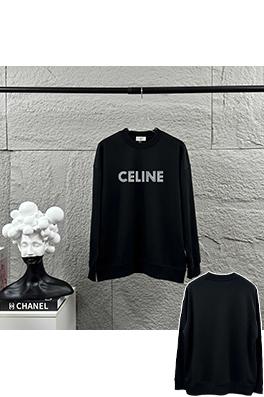セリーヌ 新しいブラック＆ホワイトフロックロゴクルーネックスウェットシャツ
