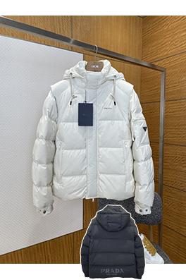 プラダ 取り外し可能な袖付きフード付きダウンジャケット