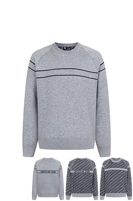 ディオールコピー モノグラム柄のリバーシブルカシミアクルーネックセーター