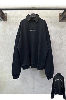 バレンシアガ balenciaga シャツカラーのパッチワークフェイクツーピーススウェットシャツ