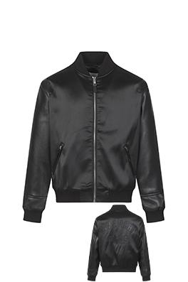 ジバンシイ GIVENCHY Paris サテンアップリケパッチワークレザーボンバージャケット