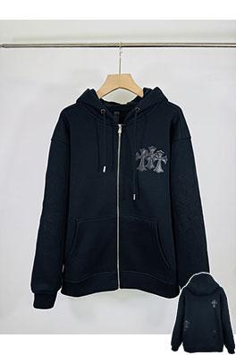 クロムハーツ ウォッシュと焼き付けをした花柄アップリケ刺繍カーディガンジャケット