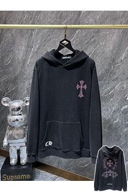クロムハーツ ラインストーンホースシューサンスクリット文字クロスフード付きスウェットシャツ