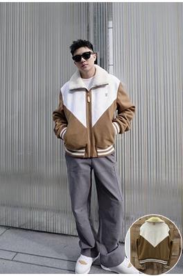 ルイヴィトンスーパーコピー カラーブロックのファートリムコットンコート