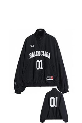 バレンシアガ Balenc1aga ハーフリング01刺繍バスケットボールウィンドブレーカージャケット