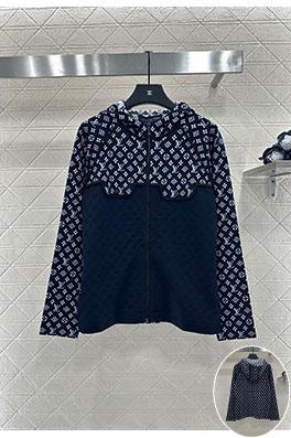 ルイヴィトン パッチワークジャカードフード付きニットカーディガン