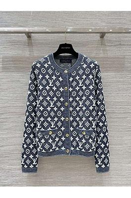 ルイヴィトン ブラックブルーグレーのダニーシリーズニットカーディガン