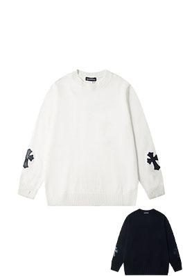 クロムハーツ 新しいクロスニットジャカードアップリケ刺繍ラウンドネックセーター