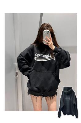 バレンシアガ スーパーコピー ホワイトロゴ刺繍オーダーサイズパーカー