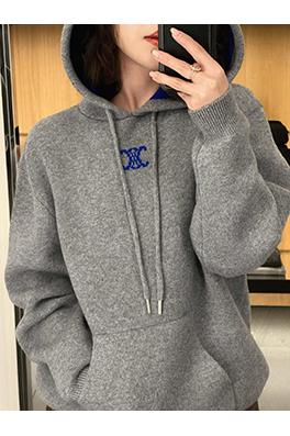 セリーヌ 凱旋門ジャカードロゴニットパーカー